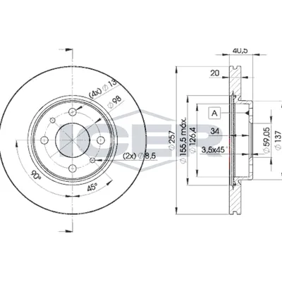 Fren Disk Ayna Ön Sağ ve Sol Alfa Romeo 146 (1995->)  AYD 50152