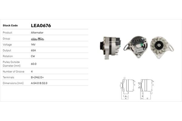 Alternatör  Fiat Seicento (187)(1998->)  LUCAS ELEKTRIK LEA0676