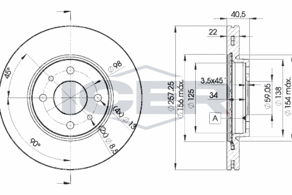 Fren Disk Ayna Ön Sağ ve Sol Lancia Dedra 4 Kapı (1990->)  MGA 50582