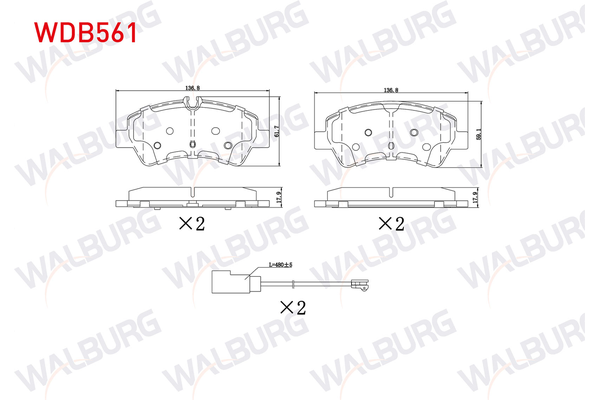 Fren Disk Balata Arka Ford Transit Custom P.Van (TTF)(2012->)  WALBURG WDB561