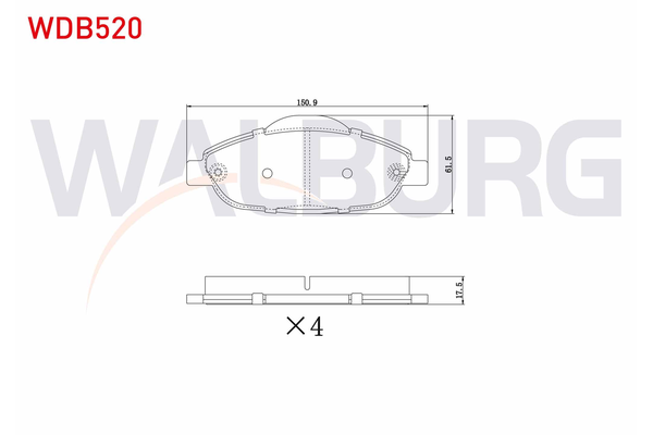 Fren Disk Balata Ön Peugeot 3008 (05.2009->)  WALBURG WDB520