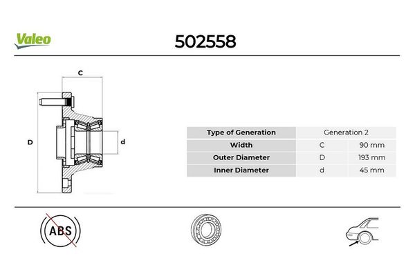 Teker Rulmanı Arka Sağ veya Sol VALEO 502558