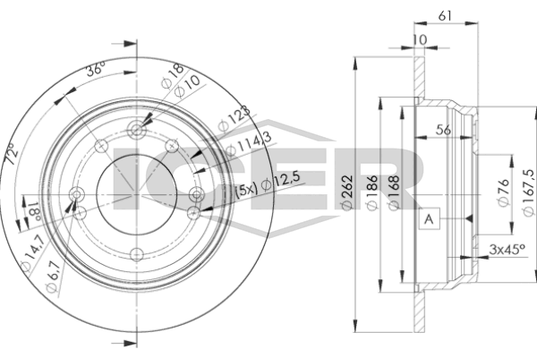 Fren Disk Ayna Arka Sağ ve Sol Hyundai i30 (FD)(06.2007->)  FRENBU 18564