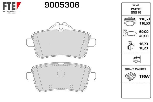 Fren Disk Balata Arka Mercedes ML -Serisi (BM 166)(06.2011->)  FTE 9005306