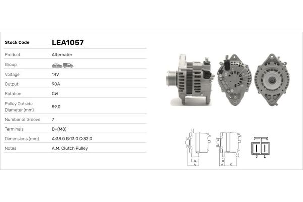 Alternatör  Nissan Patrol GR (Y61)(10.1997->)  LUCAS ELEKTRIK LEA1057