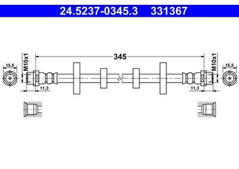 Fren Hortumu Ön Sağ veya Sol ATE 24.5237-0345.3  7D0611701E 701611701A 701 611 701 A 7D0611701C 7D0 611 701 C 7D0 611 701 E