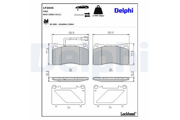 Fren Disk Balata Ön Alfa Romeo Brera (177)(2005->)  DELPHI LP2045