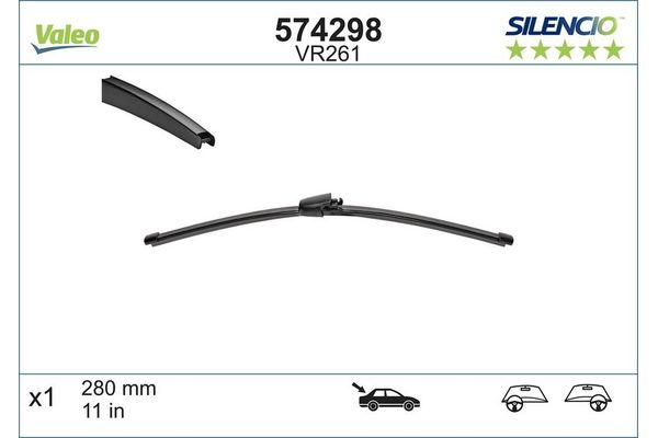 Silecek Süpürgesi Arka  280 mm - 11 inç Volkswagen Passat Variant (3C5)(08.2005->2010)  VALEO 574298
