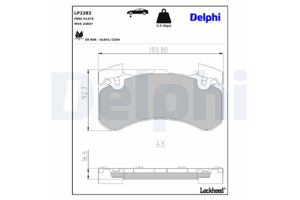 Fren Disk Balata Ön Audi S6 Sedan (4GC)(09.2014->)  DELPHI LP2283