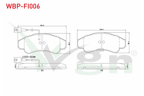 Fren Disk Balata Ön Fiat Ducato P.Van, Yüksek Tavan (03.2002->)  WGN WBP-FI006