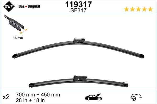 Silecek Süpürgesi Ön  700/475 mm - 28/19 inç Skoda Enyaq (5AZ)(09.2020->)  SWF 119317