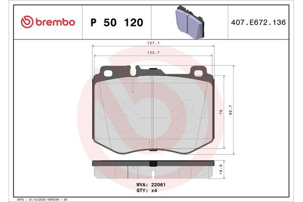Fren Disk Balata Ön Mercedes E -Serisi Coupe (BM 238)(12.2016->)  BREMBO P 50 120
