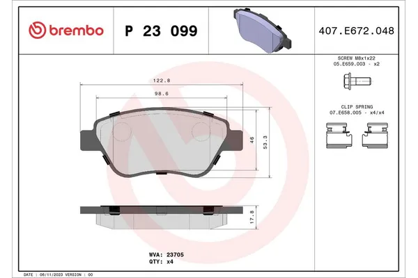 Fren Disk Balata Ön BREMBO P 23 099
