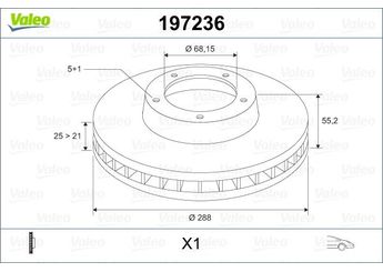 Fren Disk Ayna Ön Sağ ve Sol VALEO 197236  1001093 1045994 1143641 1526686 7M0615301E 7M0615301G 95VWX1125BE 95VWX-1125-BE