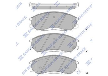 Fren Disk Balata Ön SANGSIN SP1115  581013AA20 5810126A30 580014AA26 5810126A00 5810126A10 5810126A20 5810139A20 5810139A40 581013AA10 581013AA30 581014AA26 OK52Y3523Z 4K52Y3323Z 4813008260 48130090A1 48130091A0