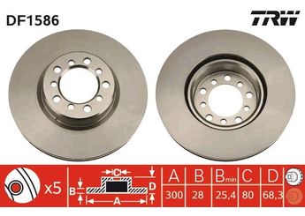 Fren Disk Ayna Ön Sağ ve Sol TRW DF1586  1264210412 A126421051205 A1264210412 A 126 421 04 12 126 421 04 12 A1264210512 A 126 421 05 12 1264210512 126 421 05 12