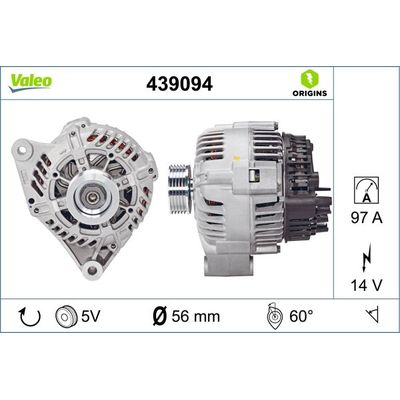 Alternatör  Peugeot 306 3/5 Kapı (S1)(01.1993->05.1996)  VALEO 439094
