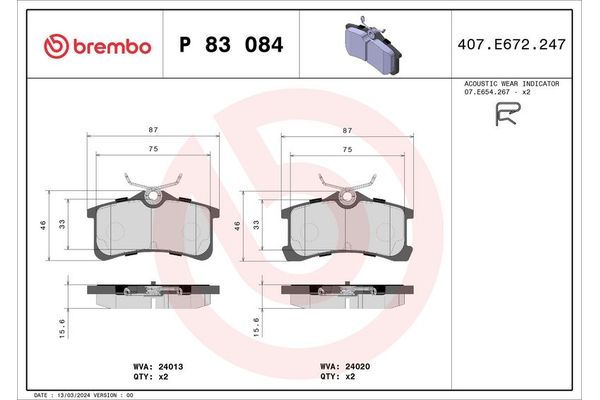 Fren Disk Balata Arka BREMBO P 83 084