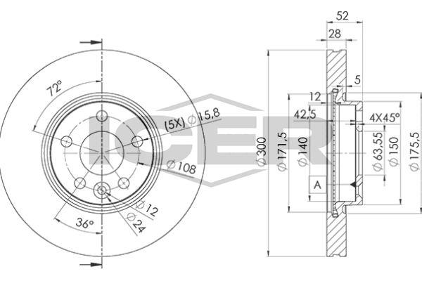 Fren Disk Ayna Ön Sağ ve Sol Volvo XC70 (04.2007->)  BOSCH 0 986 479 261