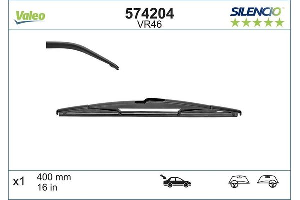 Silecek Süpürgesi Arka  400 mm - 16 inç Ford Grand C-MAX (CB7)(2010->)  VALEO 574204