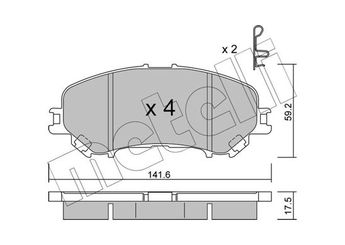 Fren Disk Balata Ön METELLI 22-1010-1  D10604CA0A D1060-4CA0A D106M4EAXA D106M-4EAXA D1M604BA0A D1M60-4BA0A 410601596R 41 06 015 96R