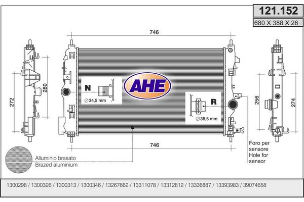 Su Radyatörü  Opel Astra J HB (12.2009->)  FIAT ORJINAL K05181881AB