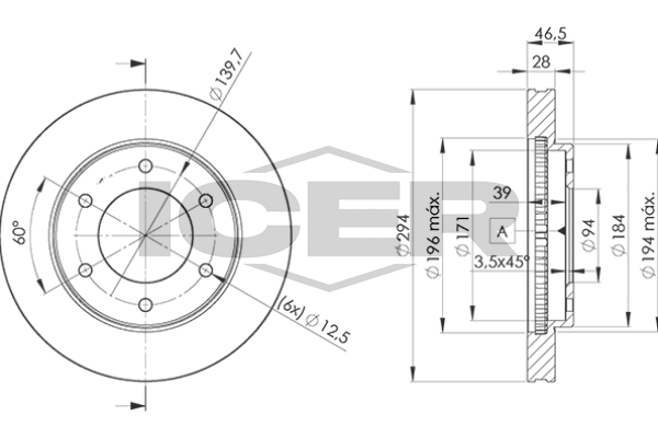 Fren Disk Ayna Ön Sağ ve Sol Mitsubishi L200 (KK0/KL0)(2015->)  OPTIMAL BS-9738C