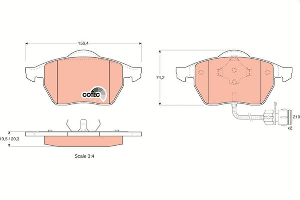 Fren Disk Balata Ön Audi S8 (D2)(08.1996->)  TRW GDB1049