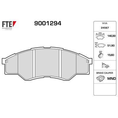 Fren Disk Balata Ön Toyota Hilux (KUN)(2005->)  FTE 9001294