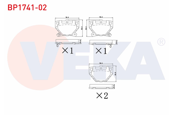 Fren Disk Balata Arka Toyota Yaris Verso (NCP2/NLP2)(1999->)  VEKA BP1741-02