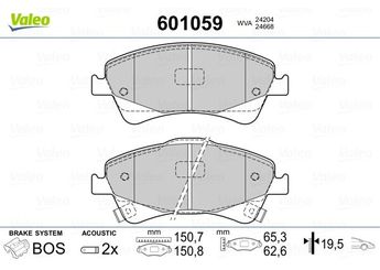 Fren Disk Balata Ön VALEO 601059  26296FE040 26296FE041 26296FE042 446502280 04465-02280 44650F010 04465-0F010 44650F011 04465-0F011 44650F012 04465-0F012 4465YZZEE 04465-YZZEE 4465YZZEH 04465-YZZEH