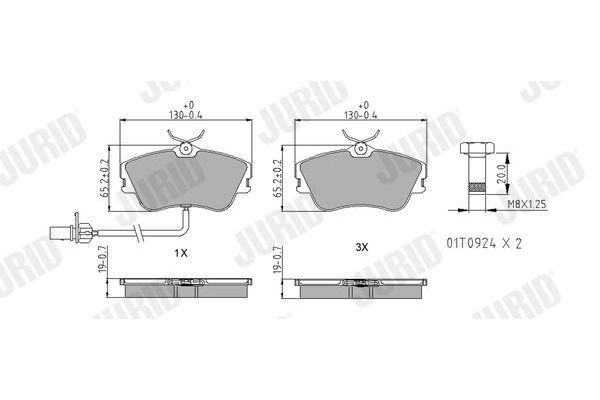 Fren Disk Balata Ön Volkswagen T4 Transporter P.Van/Minibüs Syncro (08.1992->2003)  JURID 573050J