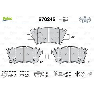 Fren Disk Balata Arka Kia Sportage (QL)(2016->)  VALEO 670245