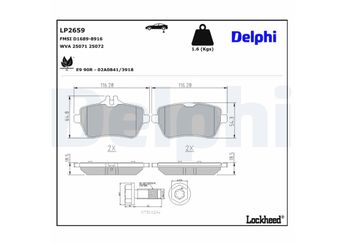 Fren Disk Balata Arka DELPHI LP2659  LP2659 4203105 0004203105 64205720 006 420 5720 64207220 006 420 7220 64209220 006 420 9220 84200820 0084200820 84203420 0084203420 A0004202805 A0004203105 A000420310564 A0064205720 A006 420 5720 A0064207220 A006 420 7220 A0064209220 A006 420 9220 A0084200820 A0084203420