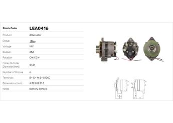 Alternatör  LUCAS ELEKTRIK LEA0416  LEA0416 805844T 80-5844T 805884P 80-5884P 805884T 80-5884T 807652 80-7652 807652T 80-7652T 807653 80-7653 807653T 80-7653T 805447T 3860171