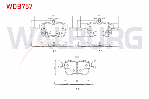 Fren Disk Balata Arka Infiniti Q50 (V37)(2013->)  WALBURG WDB757