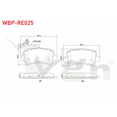 Fren Disk Balata Arka Renault Master III Kamyonet / Şasi - Çift Kabin (06.2010->)  WGN WBP-RE025