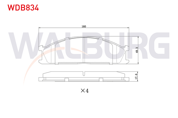 Fren Disk Balata Ön Nissan Terrano (WD21)(12.1987->)  WALBURG WDB834