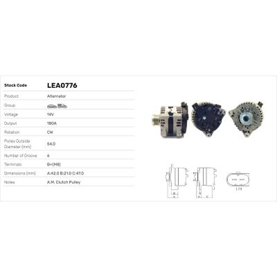 Alternatör  LUCAS ELEKTRIK LEA0776