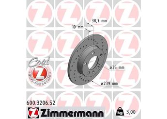 Fren Disk Ayna Arka Sağ ve Sol ZIMMERMANN 600.3206.52  1H0615601 1H0 615 601