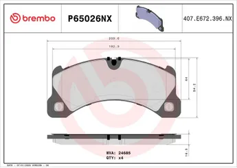 Fren Disk Balata Ön BREMBO P 65 026NX  7P5698151 95835193930 958698151A