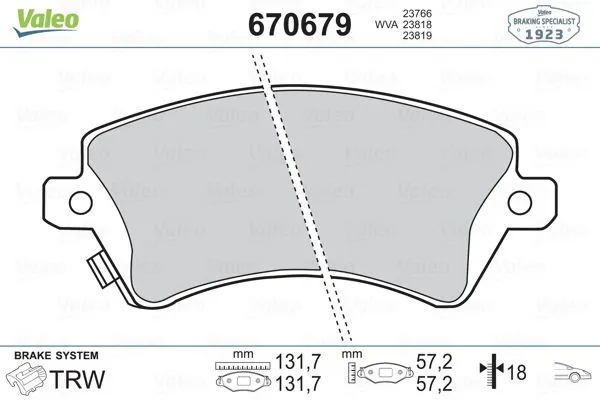Fren Disk Balata Ön Toyota Corolla Combi SW (E12)(2002->)  VALEO 670679