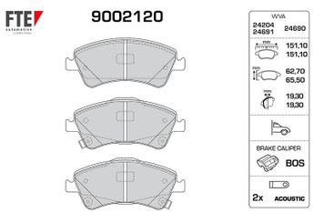 Fren Disk Balata Ön FTE 9002120  44650F010 04465-0F010 446502190 04465-02190 446502280 04465-02280 44650F011 04465-0F011 44650F012 04465-0F012 4465YZZEE 04465-YZZEE 4465YZZEH 04465-YZZEH 0446502190 0446502280 044650F010 044650F011 044650F012 04465YZZEE 04465YZZEH