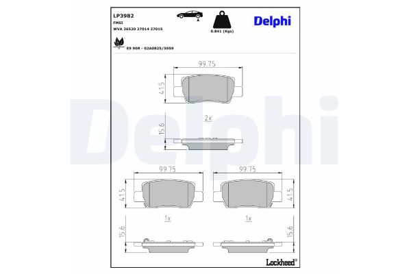 Fren Disk Balata Arka Hyundai Kona (SX2)(05.2023->)  DELPHI LP3982