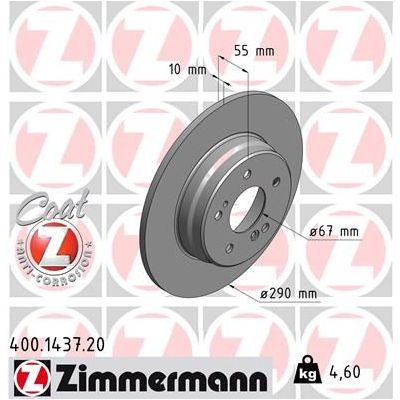 Fren Disk Ayna Arka Sağ ve Sol Mercedes CLK Coupe (BM 209)(03.2002->)  ZIMMERMANN 400.1437.20