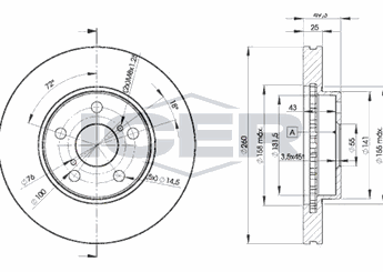 Fren Disk Ayna Ön Sağ ve Sol KALE BALATA TFD00188  4351205030 43512-05030 4351205031 43512-05031