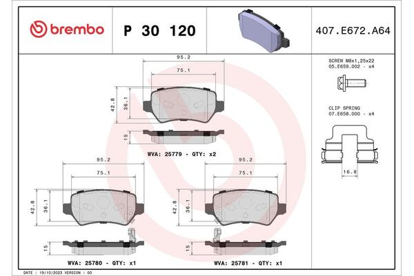 Fren Disk Balata Ön Kia Ceed Sportswagon (JD)(2012->)  BREMBO P 30 120