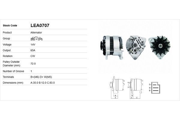 Alternatör  LUCAS ELEKTRIK LEA0707