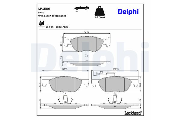 Fren Disk Balata Ön Fiat Marea (185) 4 Kapı (1996->)  DELPHI LP1586