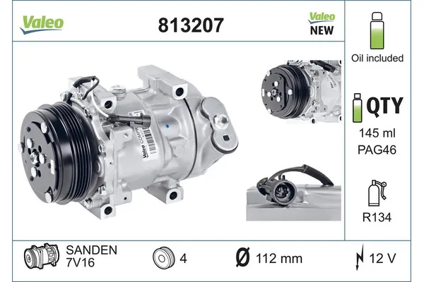 Klima Kompresörü  Peugeot Boxer (335/435) P.Van,Camlı (H2) Aks:4035mm (2007->)  VALEO 813207